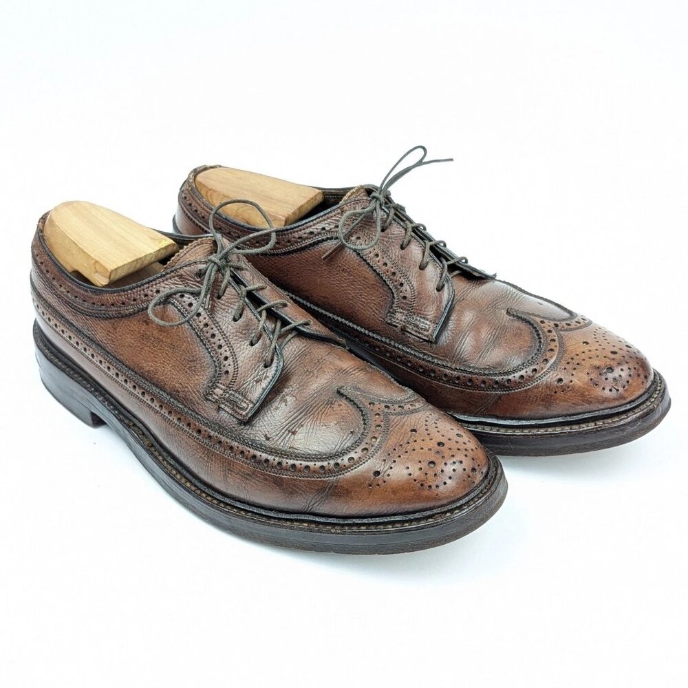 Vintage Florsheim V-Cleat Mens Shoes Size 9 D Wingtip Long Wings